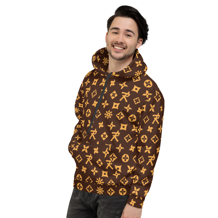 Unisex Hoodie Ninja Star - All Over print Brown/Gold