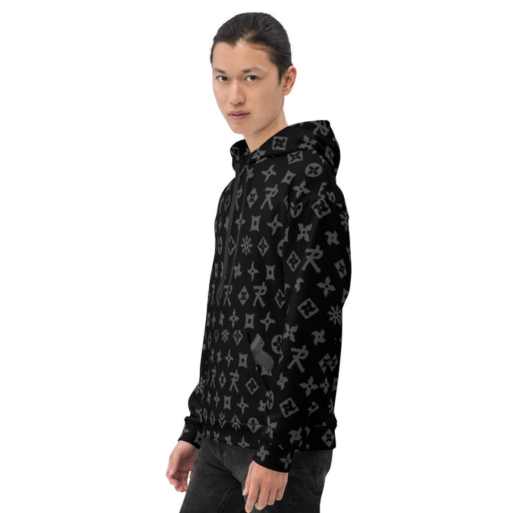 Unisex Hoodie Ninja Star - All Over Print Black/Grey