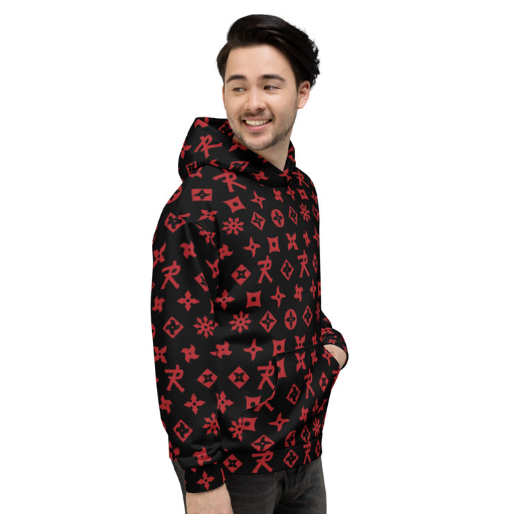 Unisex Hoodie Ninja Star - All Over Print Black/Red