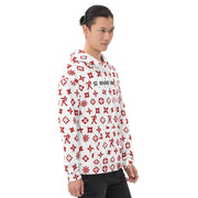 Unisex Hoodie Ninja Star - All Over Print White/Red