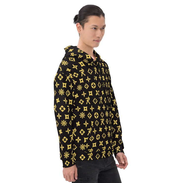 Unisex Hoodie Ninja Star - All Over print Black/Gold