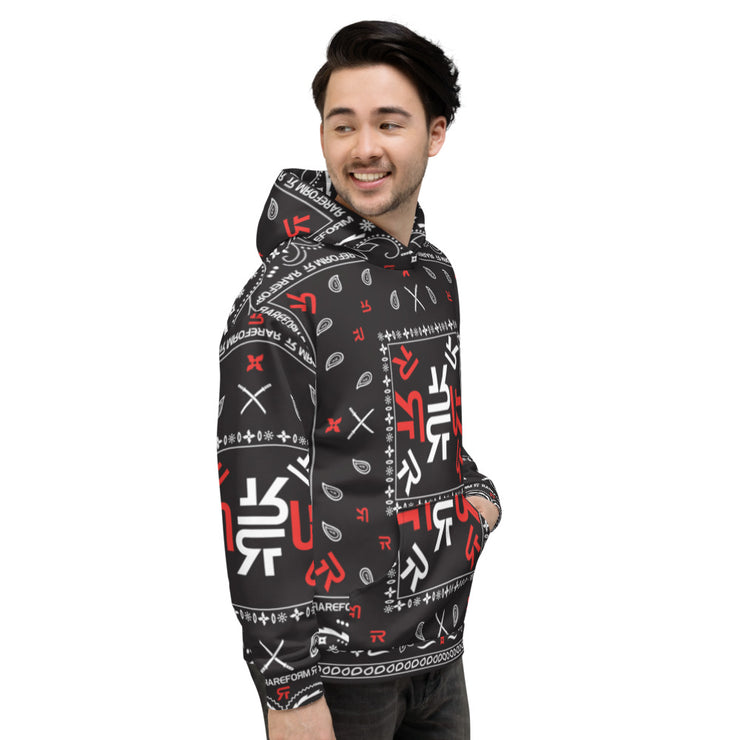 Unisex Hoodie - Ninja Paisley - Blk/Red