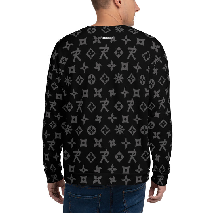 Unisex Sweatshirt Sumo-  Ninja Star  - All Over print Black/Grey