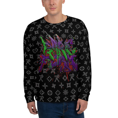 Unisex Sweatshirt Sumo-  Ninja Star  - All Over print Black/Grey