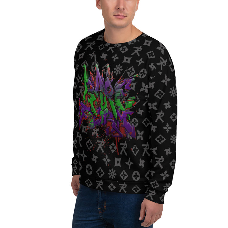 Unisex Sweatshirt Sumo-  Ninja Star  - All Over print Black/Grey