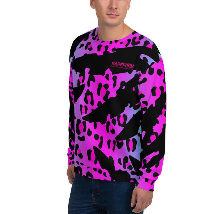 Unisex Crew Neck Sweatshirt Electric Leopard Print