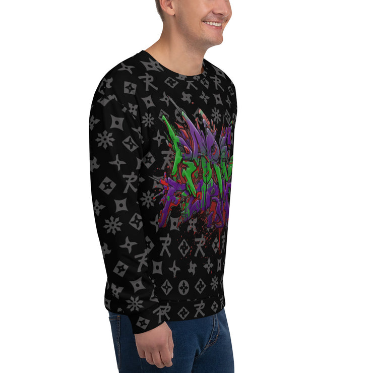 Unisex Sweatshirt Sumo-  Ninja Star  - All Over print Black/Grey