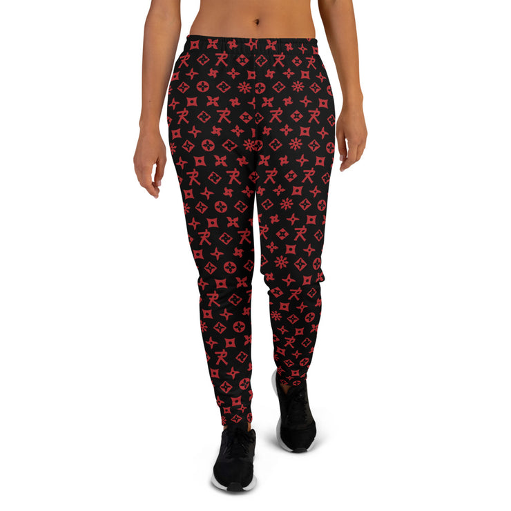 Women's Joggers Ninja Star - All Over Print Black/Red