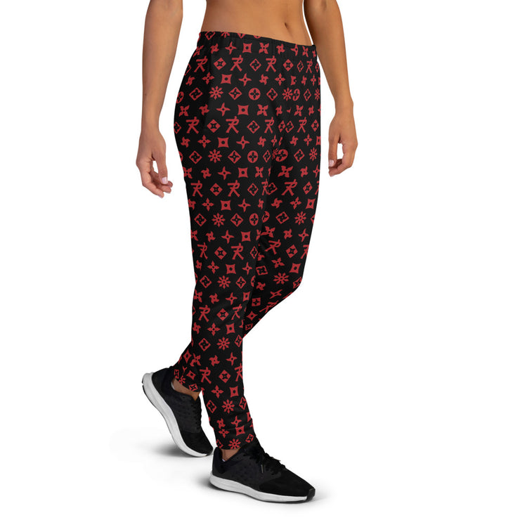 Women's Joggers Ninja Star - All Over Print Black/Red