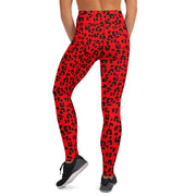 Yoga Leggings - Red & Black Leopard Print