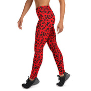 Yoga Leggings - Red & Black Leopard Print