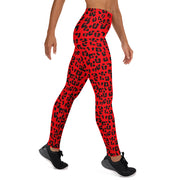 Yoga Leggings - Red & Black Leopard Print