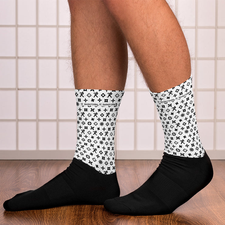 Socks Ninja Star - All Over print White/Black