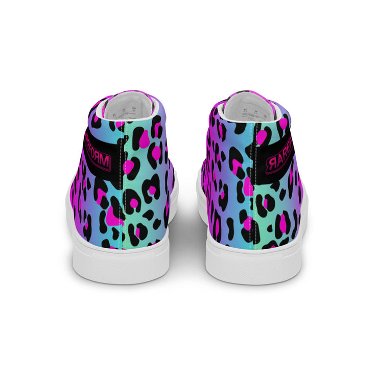 Electric Leopard Print - Men’s high top canvas shoes