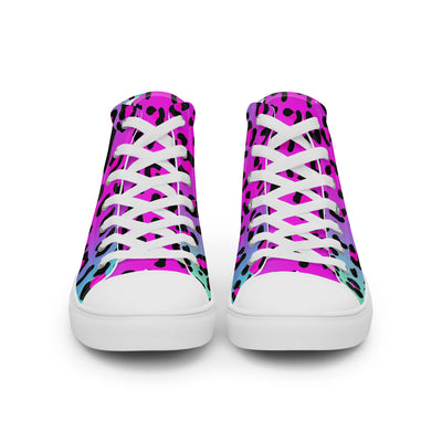 Electric Leopard Print - Men’s high top canvas shoes