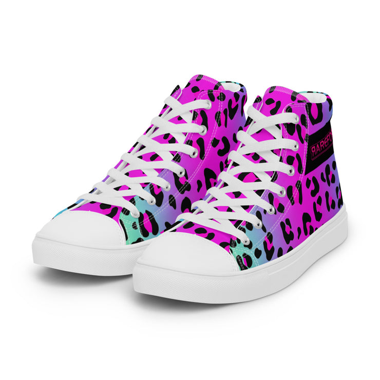 Electric Leopard Print - Men’s high top canvas shoes