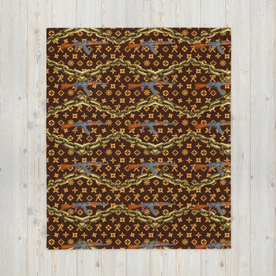 Throw Blanket Ninja Star - All Over print Brown/Gold